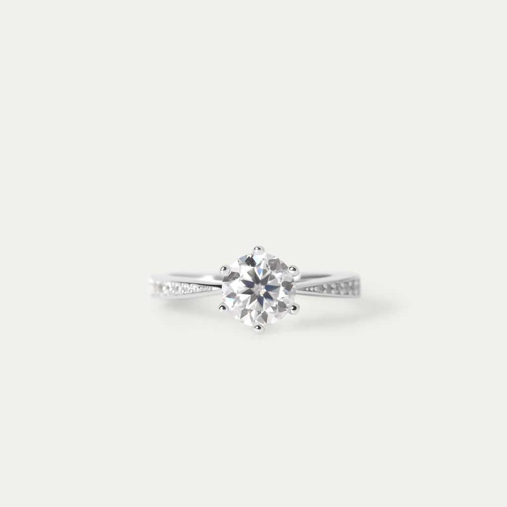Shar 1.0ct Moissanite Ring (925 Sterling Silver, Size 6)