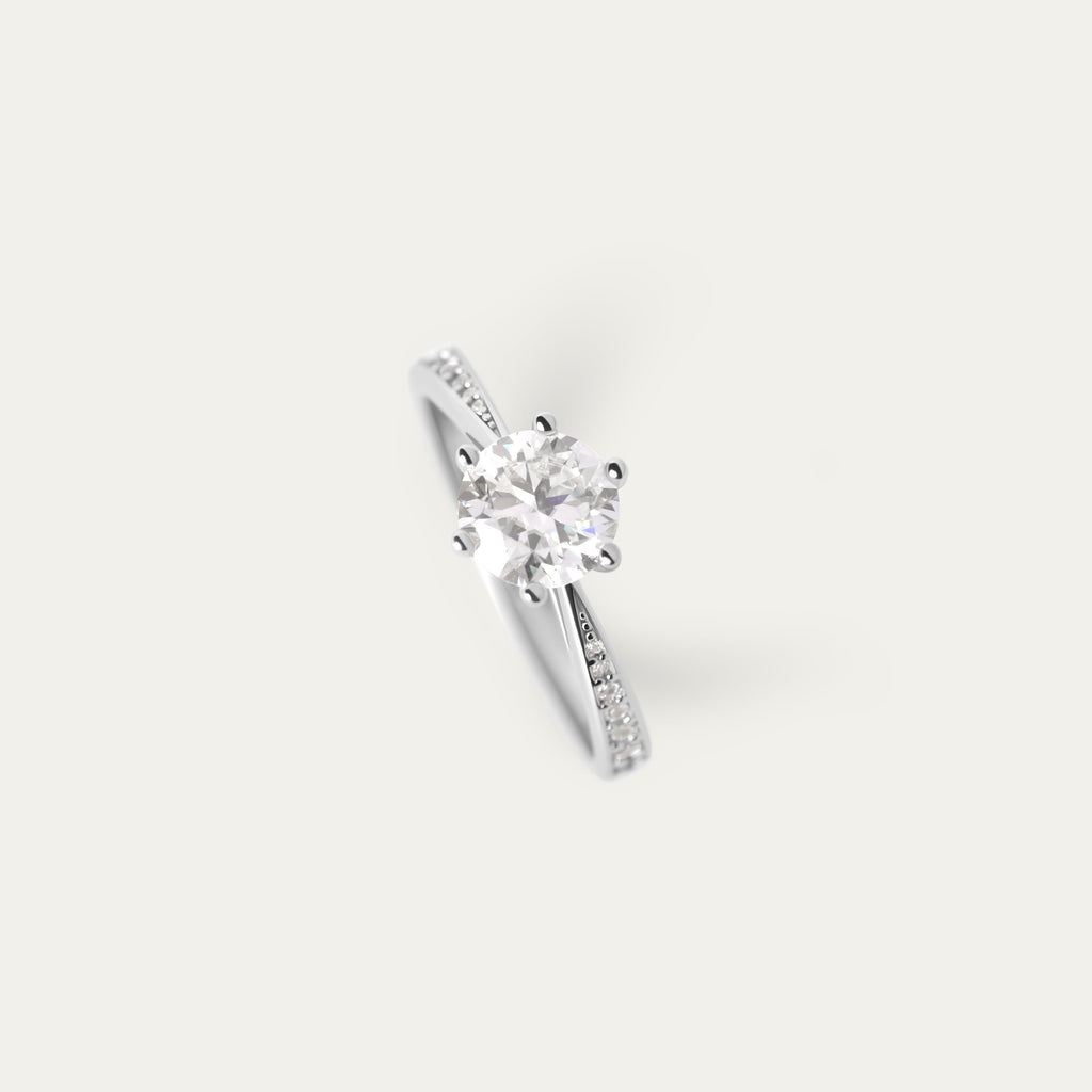 Shar 1.0ct Moissanite Ring (925 Sterling Silver, Size 6)